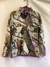 Mossy Oak Pullover Womens Small Camo Snow Fleece Half Zip Thumbholes Outdoor