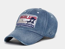 PLATEAU Oversized Washed Baseball Cap XL High Cow Denim Casual Lifestyle Blue