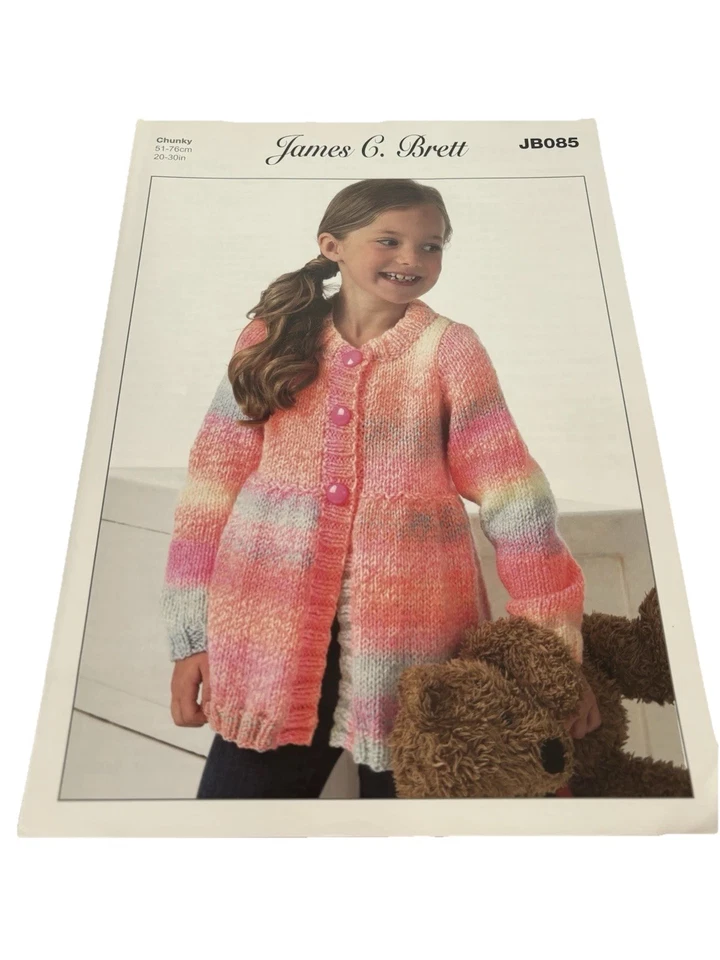 James C Brett Chunky Cardigan 51-76cm JB085 Knitting Pattern - Image 3 of 3