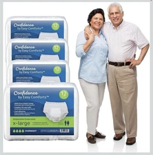 Confidence by Easy Comforts Disposable Underwear Overnight 48 Pack, Xl Unisex
