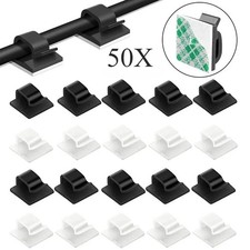 Self Adhesive Cable Clips Car Wire Holder Cord Organizer Clamp White