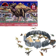 Mattel Jurassic World Advent Calendar 2023 - 19 Mini Dinosaurs 1 Human 4 Scene