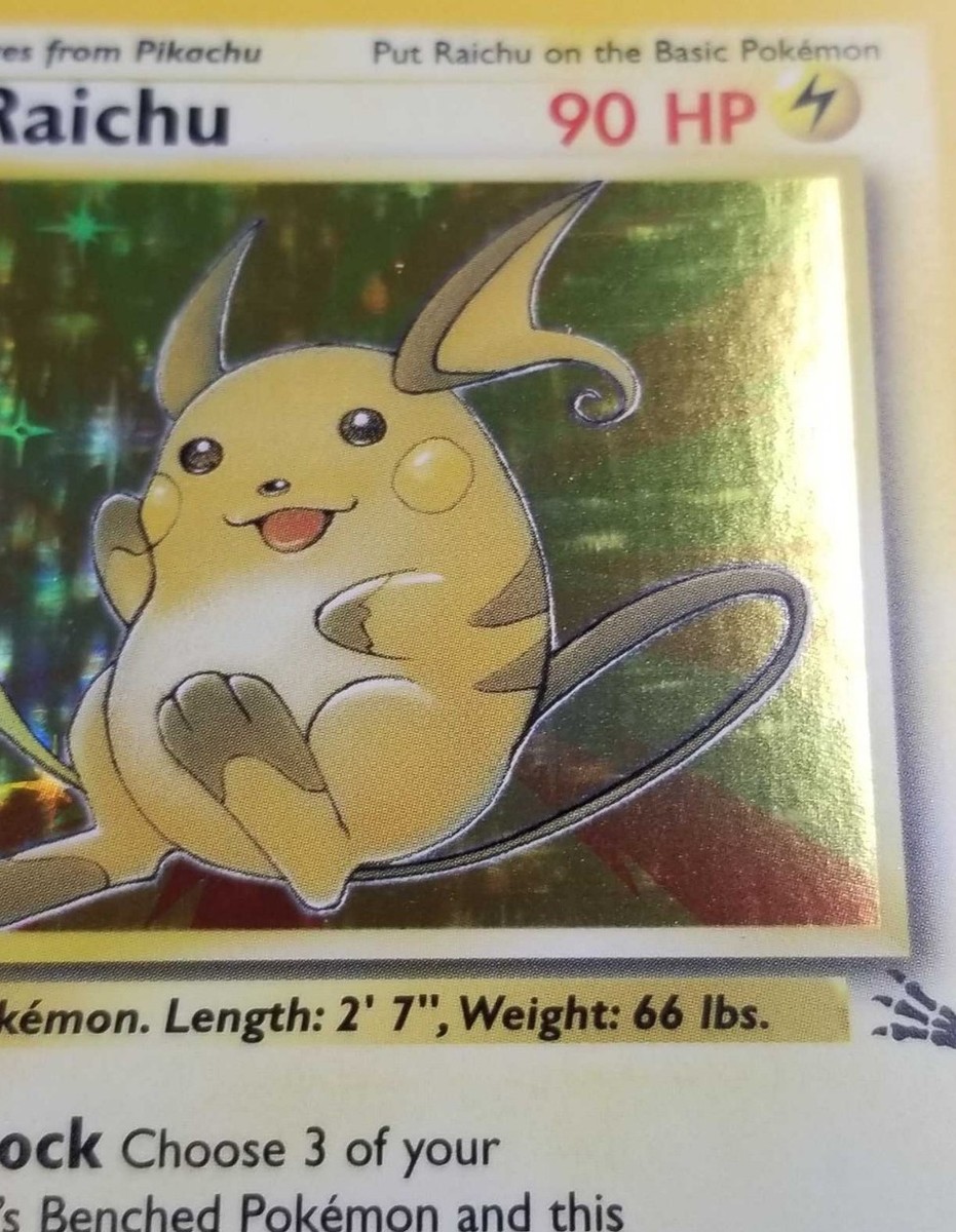 M*] Read! English Raichu 14/62 Fossil Holo Rare Unlimited 1999