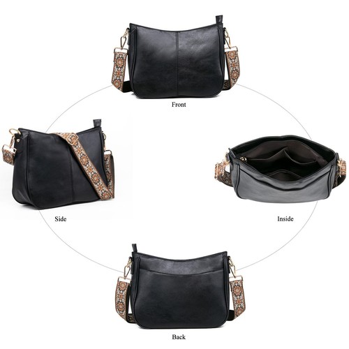 Crossbody HandBags - Women Trendy Hobo Bag with Guitar Strap Casual Vegan Lea... - Picture 3 of 7