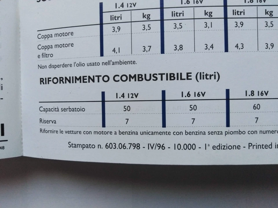 FIAT BRAVO VARIE VERSIONI  LIBRETTO USO E MANUTENZIONE ORIGINALE  04/1996  (839) - Immagine 3 di 4