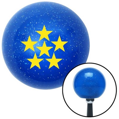 Yellow 6 Star Formation Blue Metal Flake Shift Knob w/ M16x1.5 Insert Shifter