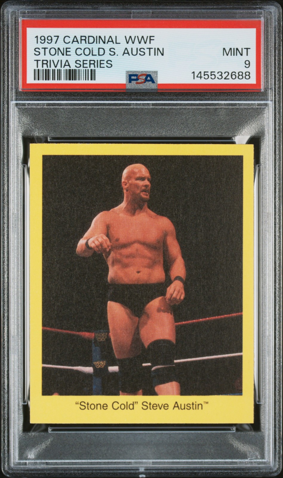 1997 CARDINAL WWF TRIVIA SERIES STONE COLD STEVE AUSTIN PSA 9