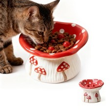 Zhiyuejing Cat Slow Feeder Bowl Ceramic Slow Feeder Cat Bowls Cute Mushroom