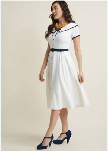 Collectif Pin Up White Navy Matrosenkleid xxxs - Bild 7 von 9