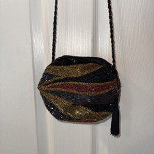 Vintage Beaded Evening Bag with Tassel And Beaded Strap