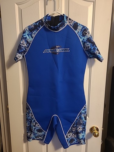 Power Deck Heavy-Duty Short Sleeve Short Wetsuit Adult Sz Large Blue SPF 50+ - Picture 1 of 8