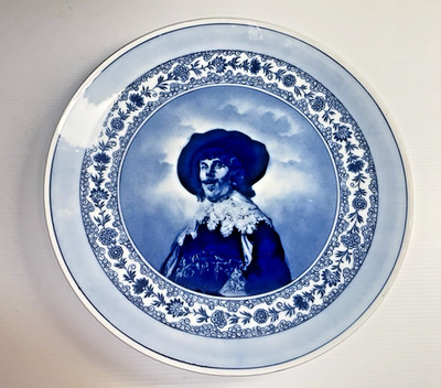Rembrandt Man Of The Unknown Flow-Blue White Plate Gallerie Dresden Germany 15 