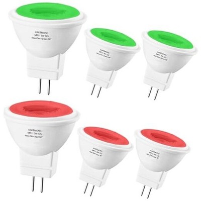 KAKEMONO Red Green MR11 GU4 Led Bulbs 3W 12V,Replace 10W 20W 3W MR11 red green