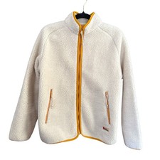 FJALLRAVEN Women's Vardag Pile Fleece Jacket Cream Size L Full Zip Outdoor Cabin