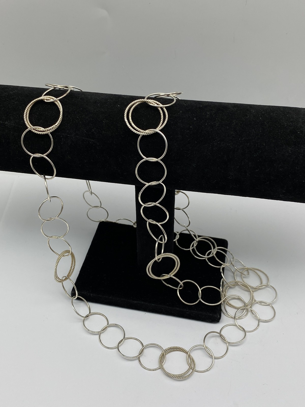 Sterling Silver Interlocking Circle Long Necklace… - image 4