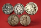 Indian Head Penny Buffalo Nickel Steel Wheat Cent & Two Wheat Pennies FAST S&H