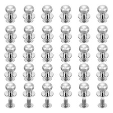 30Pcs 10mm Chicago Screws Round Head Button Leathercraft Rivets, Silver