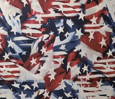 MDG - 2 Yards - Patriotic Wavy Stars And Stripes Quilting and Crafting Fabric