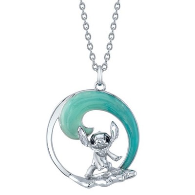 Disney X RockLove NEW 'Lilo & Stitch' Surfing Stitch Pendant Necklace in Silver