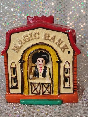 Cast Iron Magic Bank Coin Savings  Bank 4'' Tall