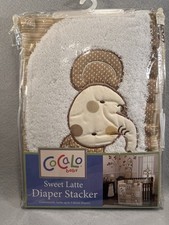 CoCaLo Sweet Latte Diaper Stacker New NIP Elephant Applique Tan Brown Nursery