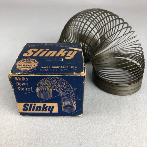 VTG 1940s Slinky Toy in Blue Box Early Original James Industries Clifton Heights