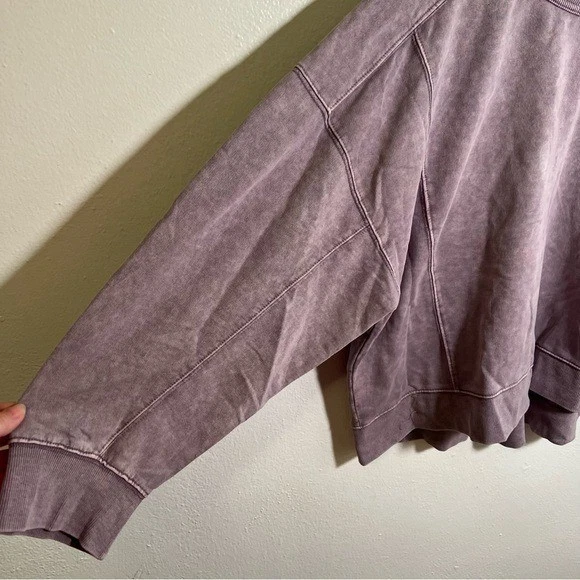 Danskin Women’s Size XL Oversized Sweatshirt Purple Mineral Wash Boatneck Cotton - Image 4 of 4