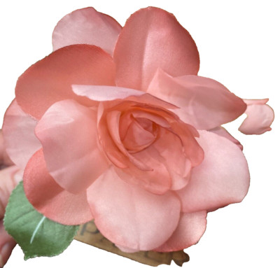 vintage flower leaves rose bud 3.5x7'' pink green leaves 1pc Czechoslovakia