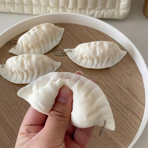 Stress Relief Dumplings Keychain 3D Squishy Toy Cute Pinch Toy Gift
