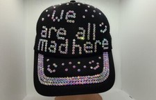 Handmade Rhinestone Bling Crystal Black Ajustable Baseball Cap Sun Hat Shinning