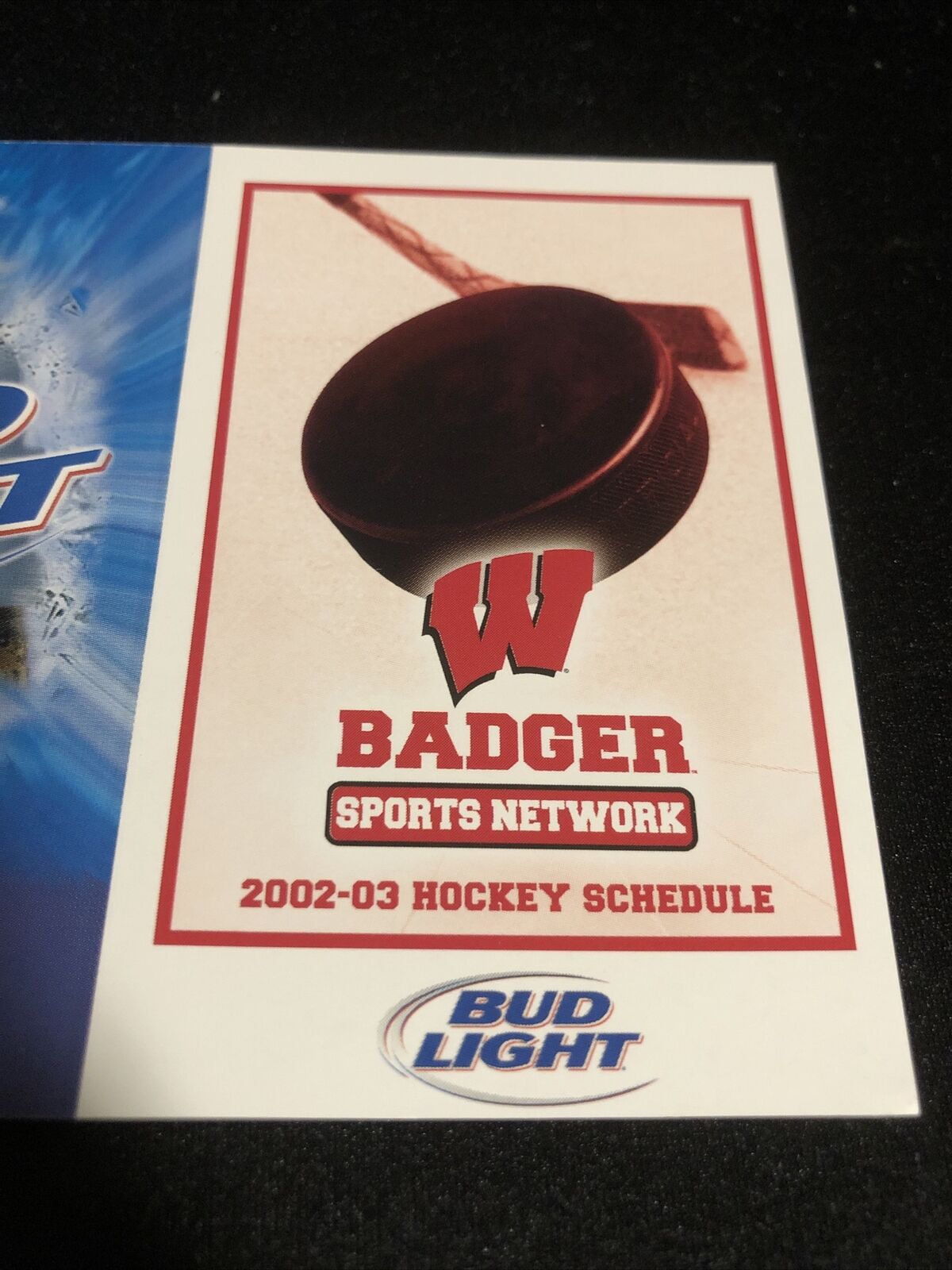 2002-03 Wisconsin Badgers College Hockey Pocket Schedule Bud Lig