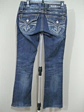 ROCK REVIVAL Dark Distressed PATTI BOOTCUT RRJ8130-17 Jeans Sz 27 x 32.5"