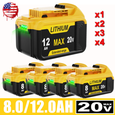 Pack For DeWalt 20V 20 Volt Max XR 6AH 8AH Lithium Ion Battery DCB206-2 DCB205-2