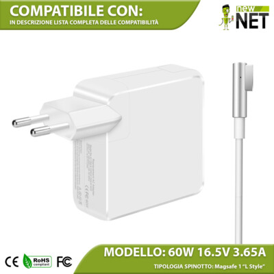Netzteil 60W 16,5V kompatibel mit Mac Book 13'' A1181 A1342 A1278 mag safe 1