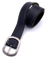 Genuine Leather Casual Belt Stitching Detail Adjustable Buckle Size 30