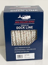 New England Ropes 3/8" D x 50' L White Red Yellow Nylon Spliced Dock Line C6050
