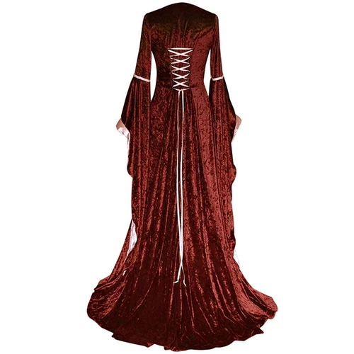 Medieval Renaissance Costume Velvet Long Dress Gothic Victorian Gown Cosplay - Picture 7 of 24
