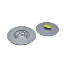 KitchenCraft 2-in-1 Sink Strainer & Plug 11.5cm 4.5Inch - Grey/Green -KCSINK2IN1