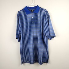 FootJoy Shirt Men Large Blue Gray Polo Striped Short Sleeve FJ Stretch Polyester