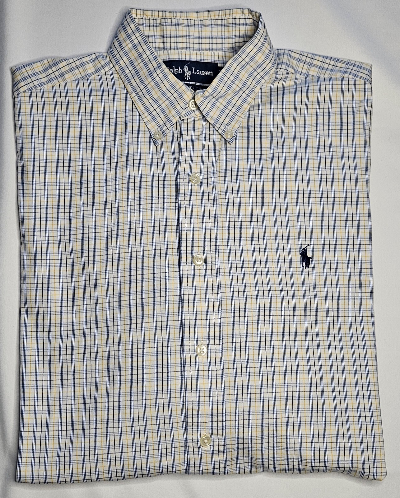 Mens Ralph Lauren Pinpoint Oxford Long Sleeve Plaid Button Up Shirt 16 34-35