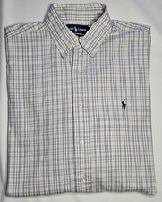 Mens Ralph Lauren Pinpoint Oxford Long Sleeve Plaid Button Up Shirt 16 34-35