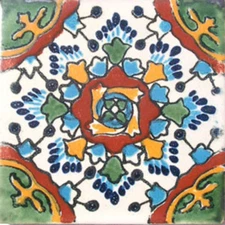 C#032) MEXICAN TILES CERAMIC HAND MADE SPANISH INFLUENCE TALAVERA MOSAIC ART