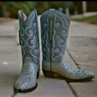 Authentic Exotic Mexican Caiman Hornback Leather Western Cowboy Boots Mens 7.5D 