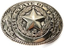 Rolled Edge Silver Tone Texas Star Belt Buckle