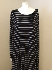 NWT Women’s OLD NAVY Scoop Neck Long Sleeve Black/white Striped Dress Size XL/TG
