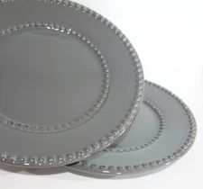 GG Collection Set 8 Gray Beaded Salad Dessert Plates 8 3/4" Gerson Livingstone