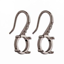 Ear Wires Earrings Settings with CZ's and Round Prongs Mounting in Sterling