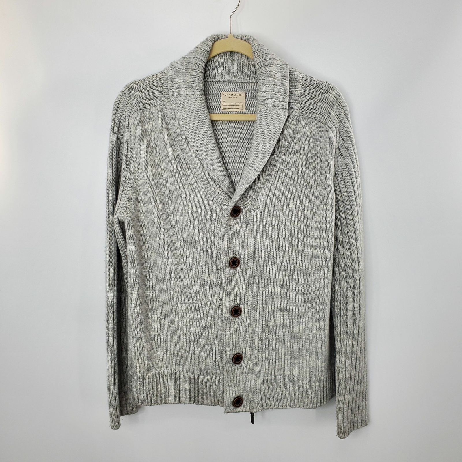 7 Diamonds Mens Gray Long Sleeve Button 