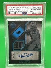2018 Panini Majestic Greg Olsen Majestic Material Auto 1/1 One Of One PSA 💎
