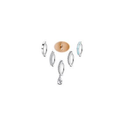 Fiasaso 5Pcs Belly Button Ring for Women 14G Short Opal Navel Rings Silver Go...